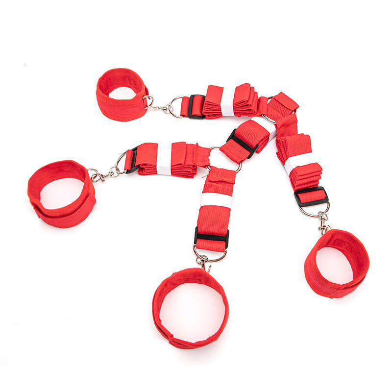 Sexy SM props, black four corner bed straps, SM binding, hand and foot handcuffs, torture equipment, alternative adult products