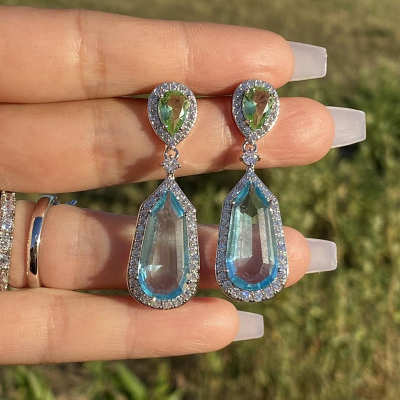 Dangle Earrings for Women, 2024 Aquamarine Bridal Banquet Sterg Sier Jewelry dh912272421