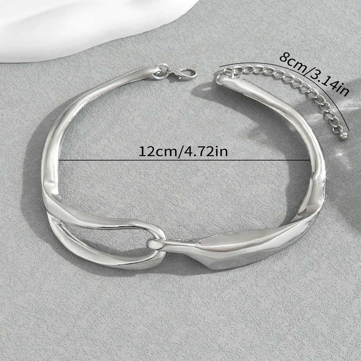 Obega Fashion Women Punk Style Silver Heavy Metal Short and Fat Necklace Fashion Personality Simple Jewelry W241009