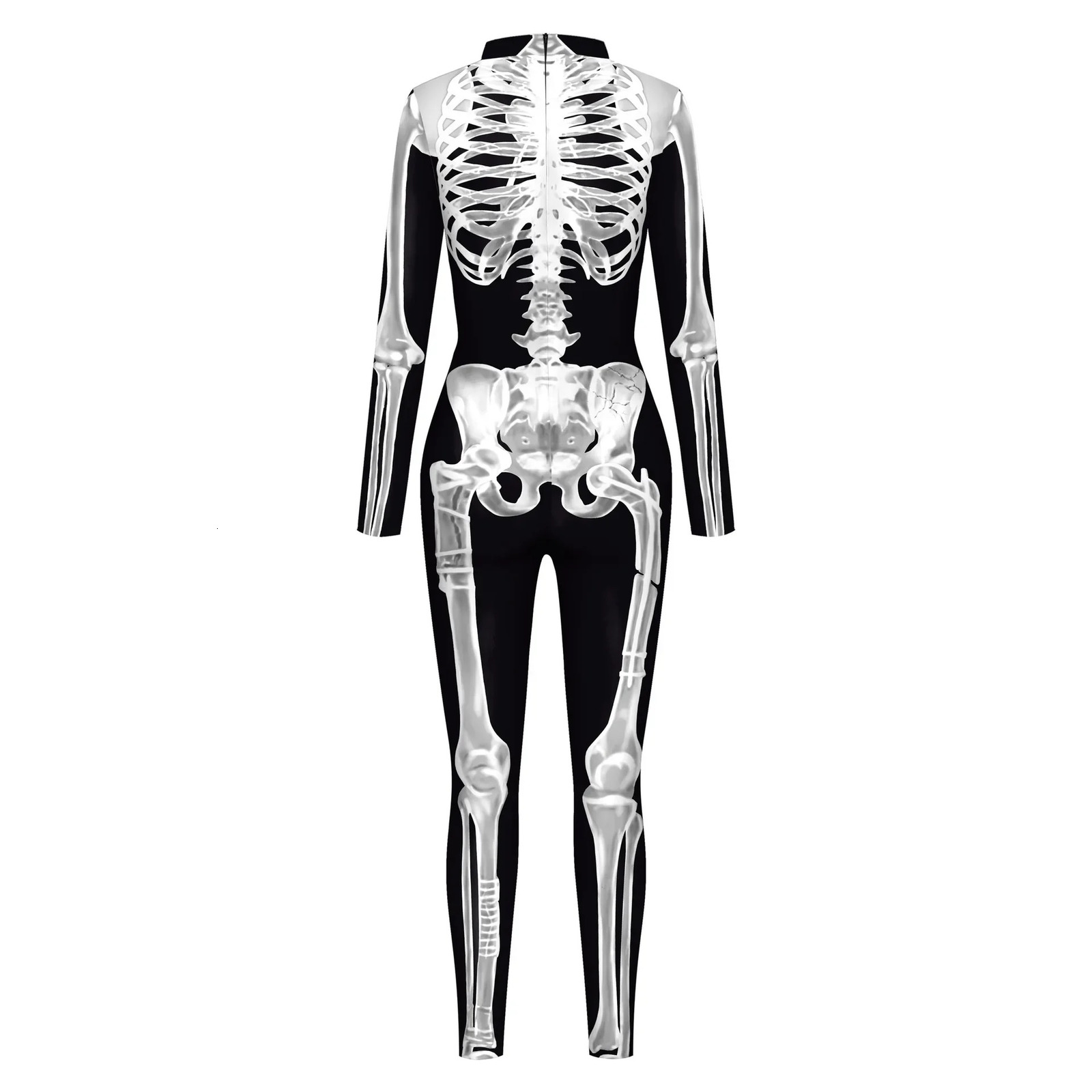 Halloween costume mens role-playing skeleton jumpsuit Zentai set horror 3D skeleton carnival fancy dress party punk bodysuit 241009