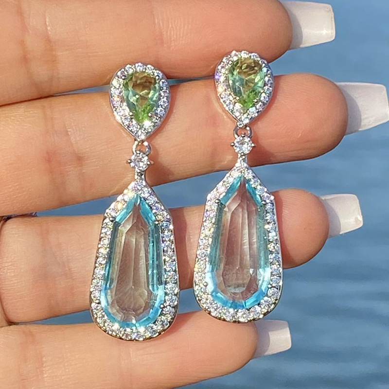Dangle Earrings for Women, 2024 Aquamarine Bridal Banquet Sterg Sier Jewelry dh912272421