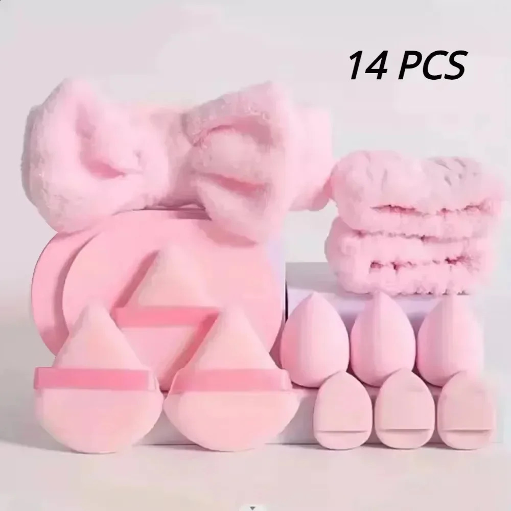 12/14 piece cosmetic sponge mixer beauty foundation make-up sponge cosmetic powder puff wash headband makeup accessories 241008