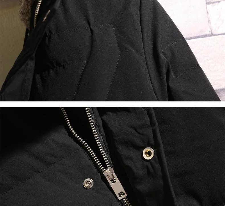 White Duck Down Jacket Lamb Hair Stand-Up Collar Short Large Size Thick Warm Solid Color Casual Mens Windproof Cold Resistance LX241009