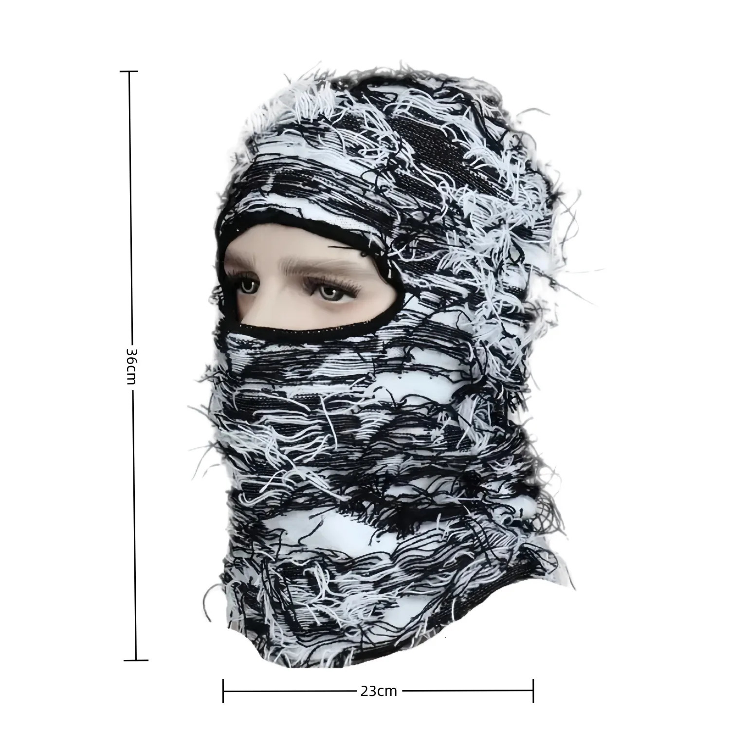 Hip Hop Balaclava Distressed Knitted Hat Full Face Ski Mask Mens Outdoor Camouflage Beanies 241009