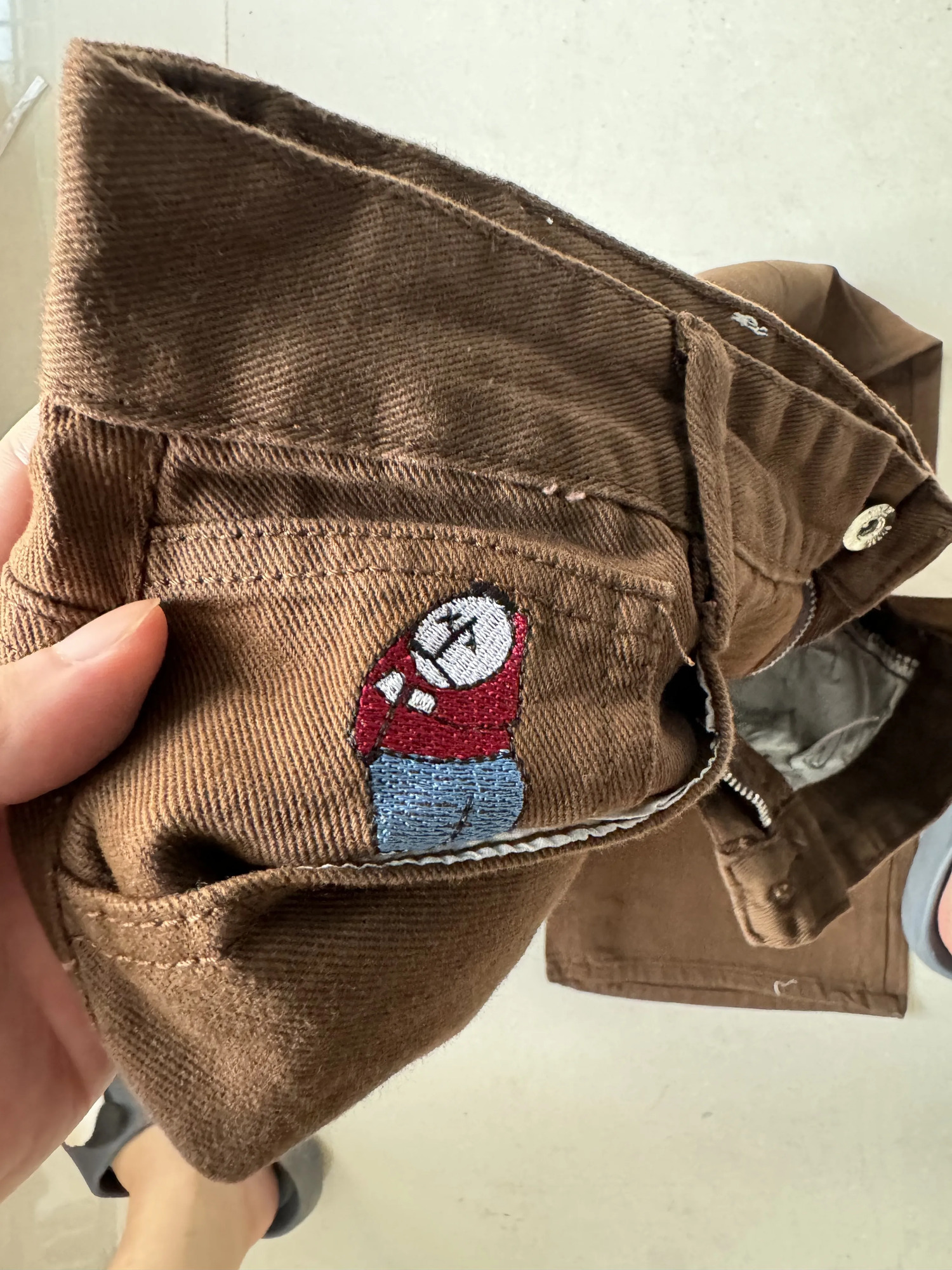 Harajuku Polar Big Boy Baggy Brown Jeans Y2k Pants Mens Gothic Denim Embroidered High Waist Wide Trouser Womens 241009
