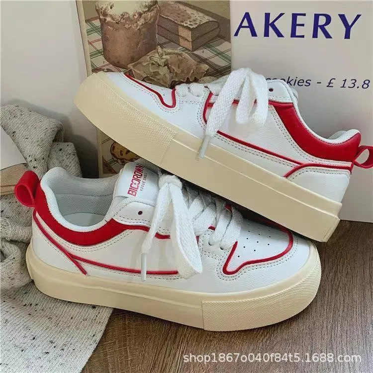 Thick Soled Big Toe For Women, Height Increasing Breathable Casual Sports Shoes, Popular High Street White Shoes