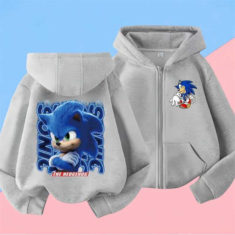 Hoodies Sweatshirts Boys Girls Clothing Casual Sonic zipper Hoodie Set s 2pcs Sets Autumn Toddler Cartoon Hooded +pants Tracksuit Clothes S241095
