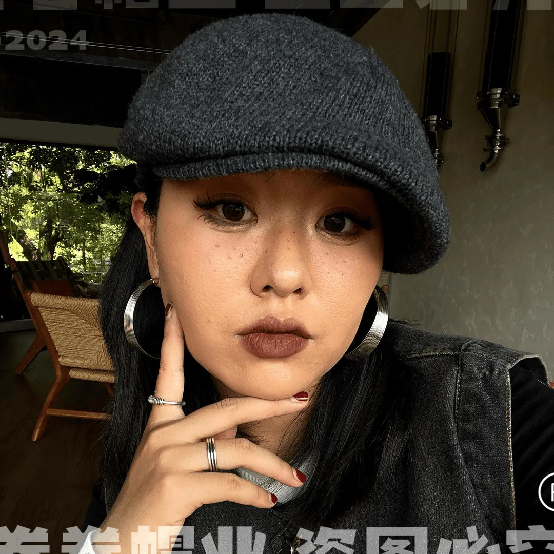 XXL Big Head Size 56-63cm Street Retro Forward Hat UK Beret Fashion Knitted Look Small Face Hat Y2k 241007