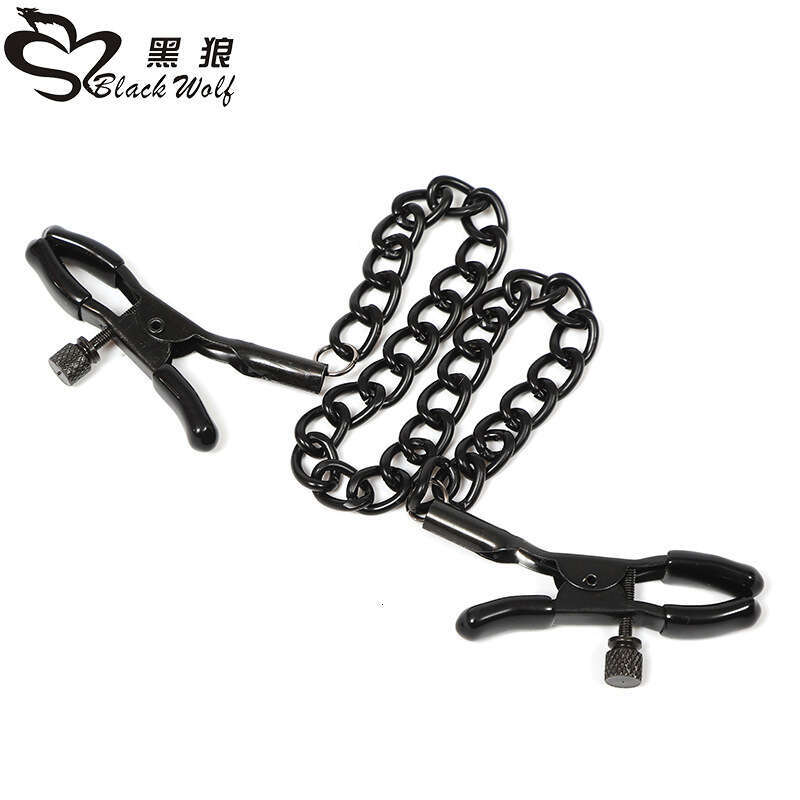 SM prop female slave training sex torture device long chain breast clip double peak breast abuse clip adult product sex toy