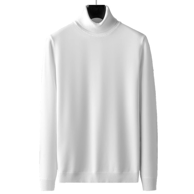 Men's solid color sweater 2024 autumn winter new style with thick velvet and warm high neck black base shirt, trendy clothes on top
