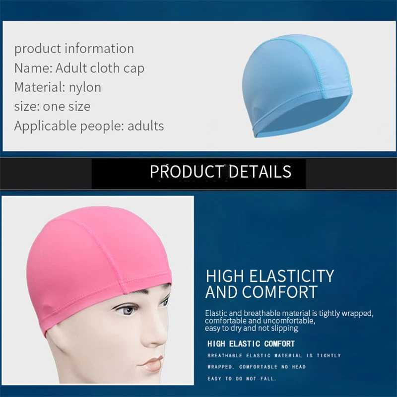 Swimming cap elastic waterproof PU fabric protects ears long hair sports swimming pool cap free size CL241009
