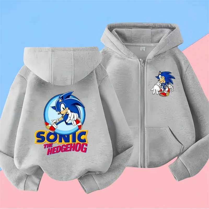 Hoodies Sweatshirts Boys Girls Clothing Casual Sonic zipper Hoodie Set s 2pcs Sets Autumn Toddler Cartoon Hooded +pants Tracksuit Clothes S241095