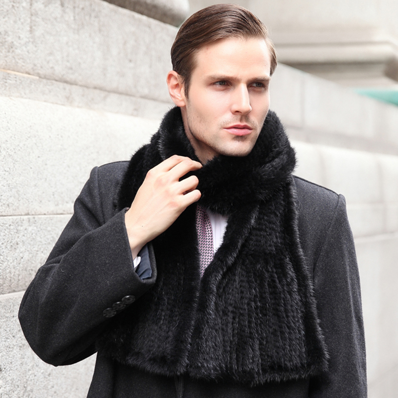 Men Women Shawl Good Gift Genuine Hand Knitted Winter Real Mink Fur Scarf