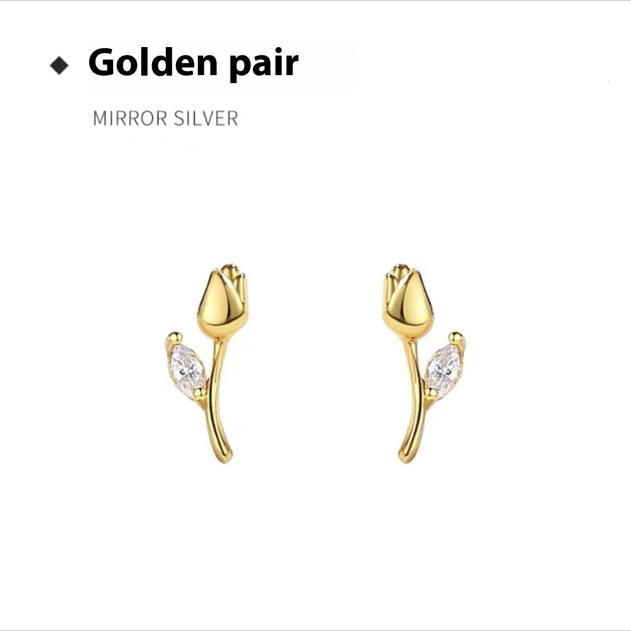 Pure sier needle tulip small women's earrings, fresh niche temperament, trend 2024