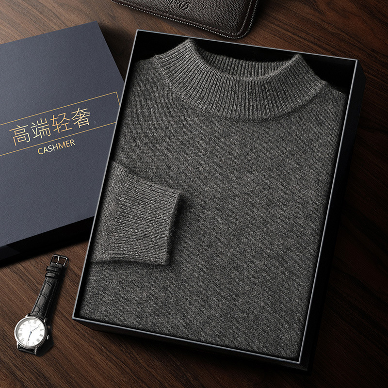 2025 new model New Designer Winter Needle trend Double Strand Thick Men s Solid Color Cashmere Round Neck Knitted Sweater Men s Plus Size Woolen Sweat