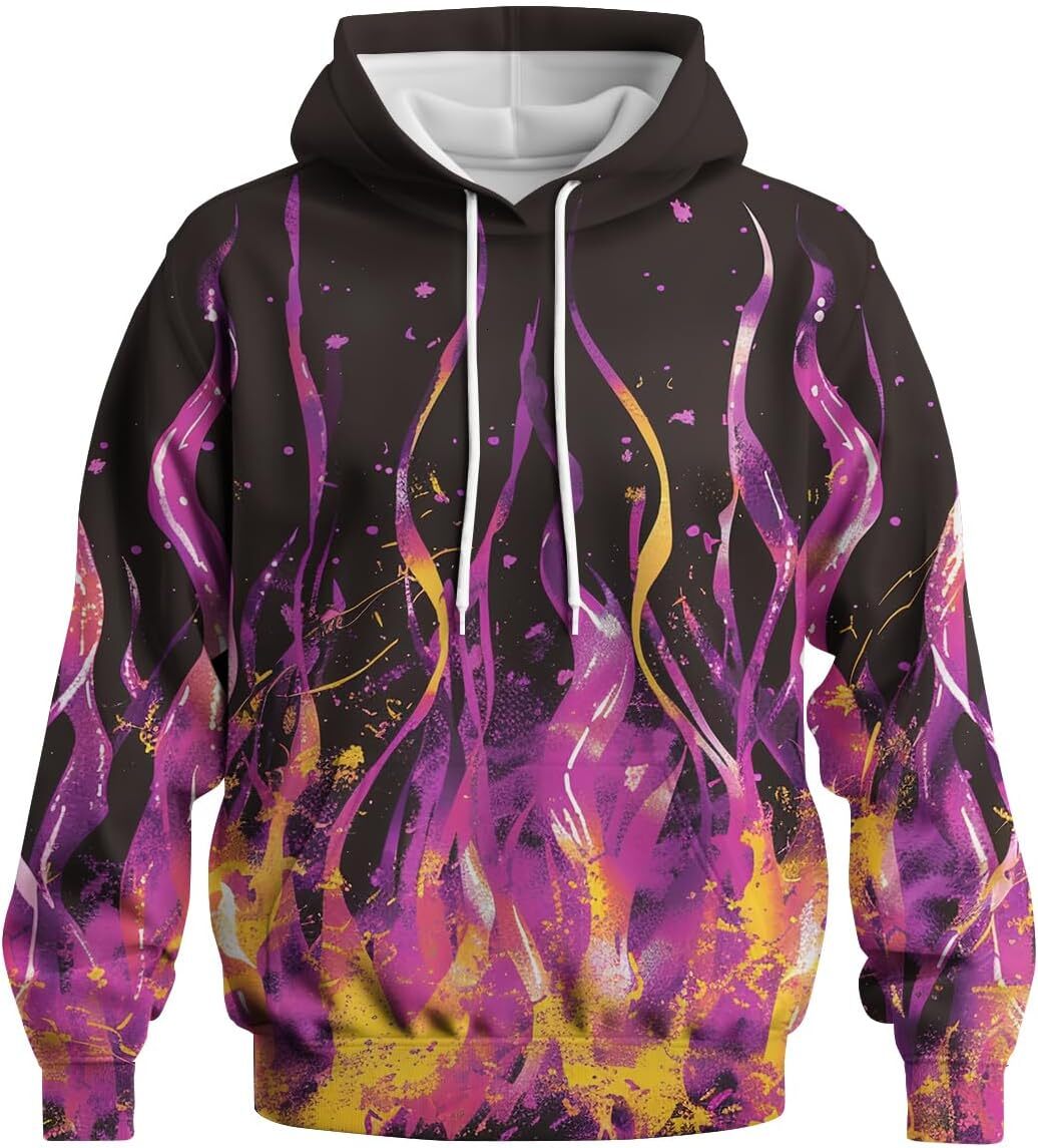 Hoodie for Mens Womens Men Women Fashion 3D Print Novelty Hoodies Cool Flame Graphic Hoodie Pullover Sweatshirts With Pockets Graphic tracksuit