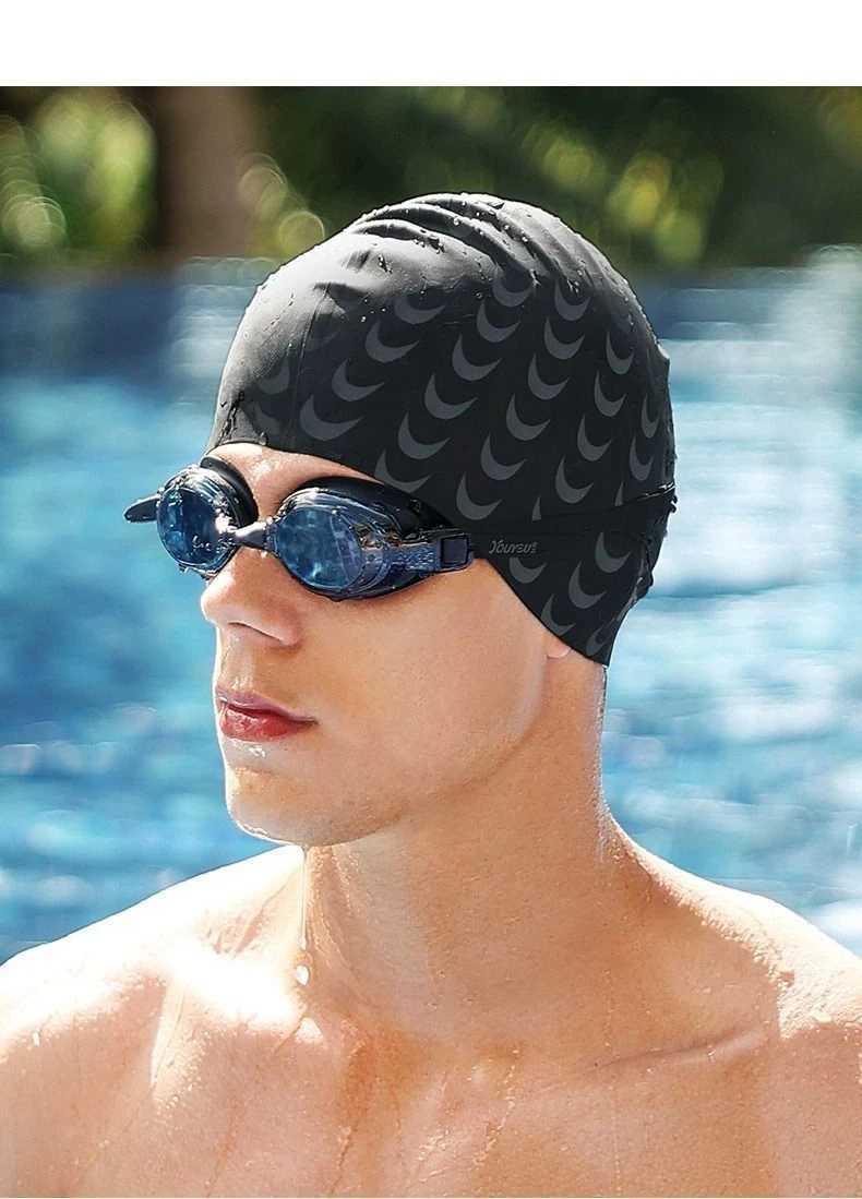 Enhanced silicone swimming cap for men waterproof and tangle free ear protection swimming print for women large size CL241009