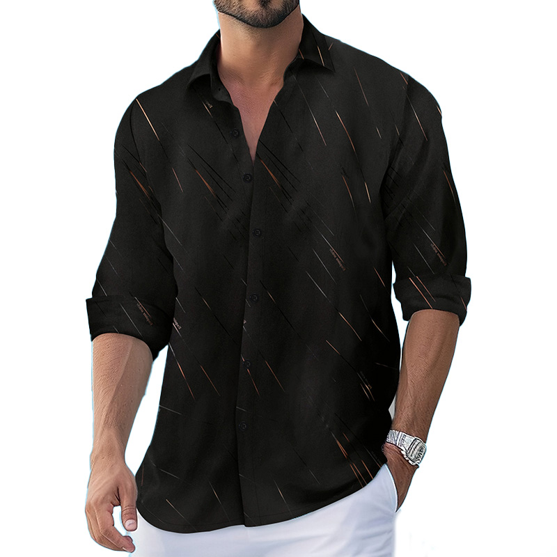 Mens Print Breathable Casual Blouse T-shirts Long Sleeve Tops 2024 Spring Summer Fashion High Quality Cotton T-Shirt Streetwear Hip Hop Style Hawaiian
