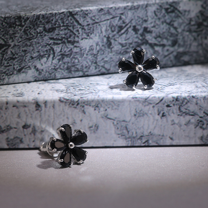 s925 sterling silver women's Stud classic shiny crystal zircon flower Stud earrings fashion designer diamond earrings wedding exquisite gift