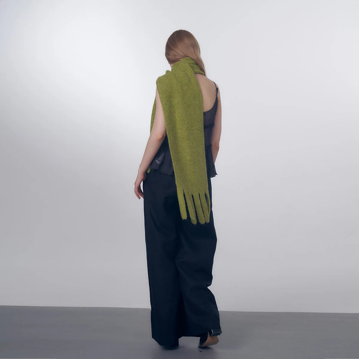 Fashion Womens Scarf Solid Color Knitted Wool Blended Muffler Grille Soft and Warm Shawl Womens Outdoor Autumn/Winter 240925