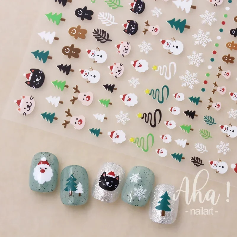Heallor winter atmospheric nail sticker snowman snowflake Wapiti self-adhesive high-quality cute nail sticker Ar nail sticker 241008