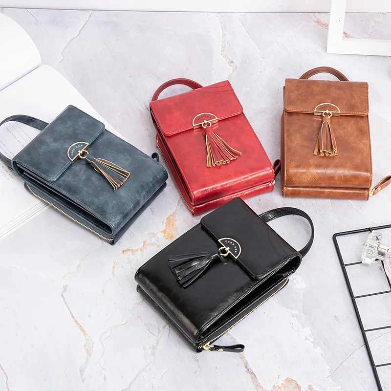 Fringes Womens Shoulder Bag Mobile Mini Cross Body Bag Womens PU Leather Wallet Multi functional Wallet 241008