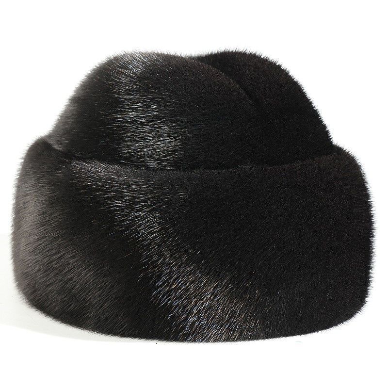 For Men Genuine Mink Cap Male Thick Warm Winter Fur Husband Gift Caps Quality Top Hat Headgear Beanie Beret