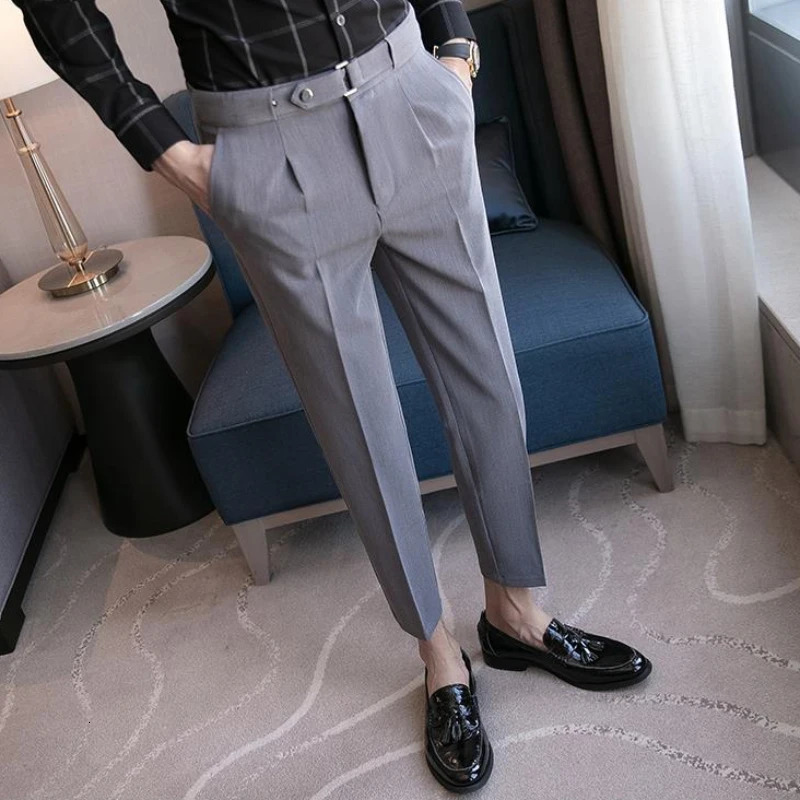 High waisted mens pants for social customization black business high-quality mens clothing formal summer spandex elegant up 241009