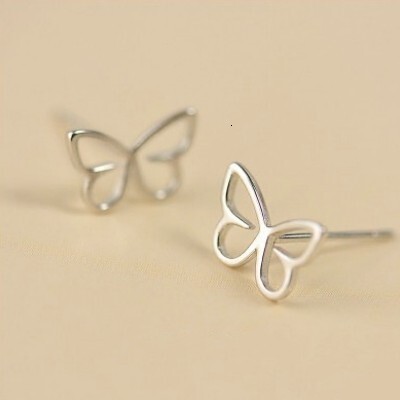 Pure sier needle elegant, fresh, simple and elegant hollow butterfly earrings for women