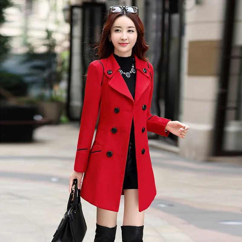 Autumn Winter Women Wool Coat 2024 Ladies Woolen Long Coat Female Fashion Slim-fit Double-Breasted Jacket with Belt S-3XLX241009