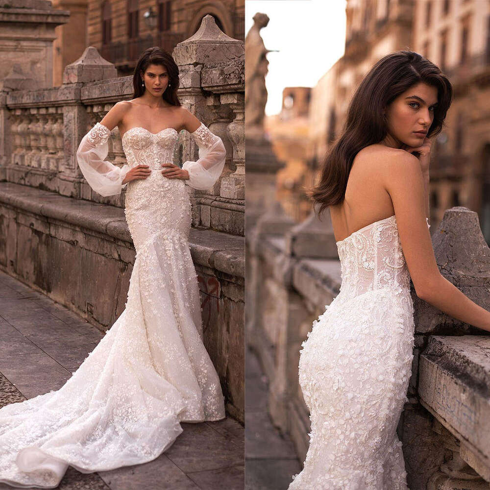 Gorgeous Wedding Dress Mermaid Strapless Appliques Sleeveless or Length Princess Bride Vestido De Noiva Custom Made