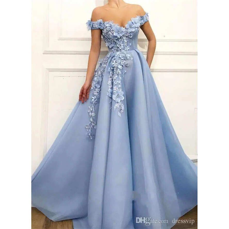 Elegant Prom Dresses 2020 Lace 3D Ral Appliqued Pearls Evening Dress A E Off The Shoulder Custom Made Special Ocn Gowns