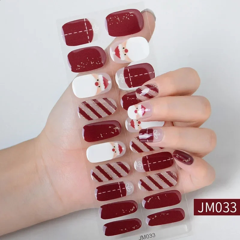 Merry Christmas nail art sticker semi curing gel nail deep-fried dough sticks full coverage UV/LED light self graying girl beauty nail packaging 24100