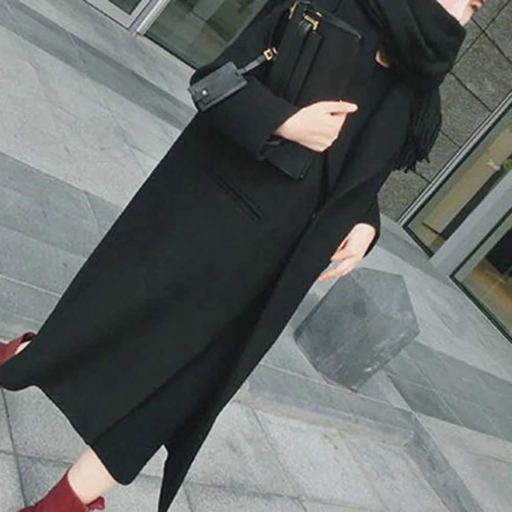 Fashion Coat Women Solid Color Thick Pocket Women Autumn Winter Warm Long Jacket CoatX241009