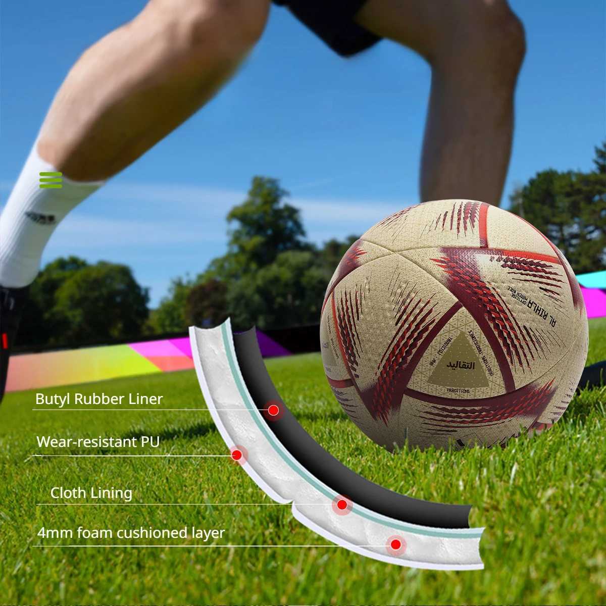 Profit Soccer Ball Size 5 Gold PU Material Wear resistant Match Training Ball Indoor/Outdoor Match FootballW241008