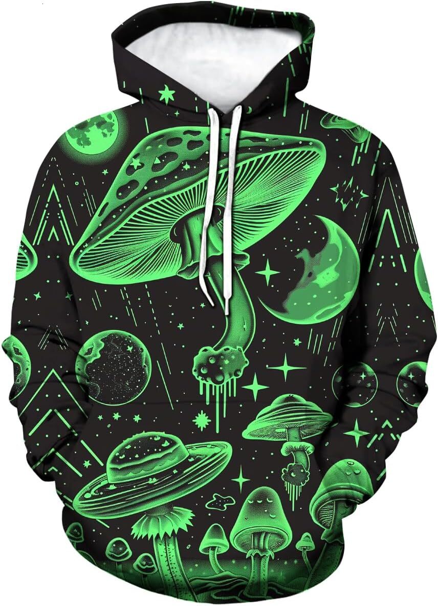 Hoodie for Mens Womens Mens Novelty Mushroom Hoodies Autumn Winter Long Sleeve Pullover Colorful Mushroom Theme Sweatshirt Hoodie Graphic Hoodies swea