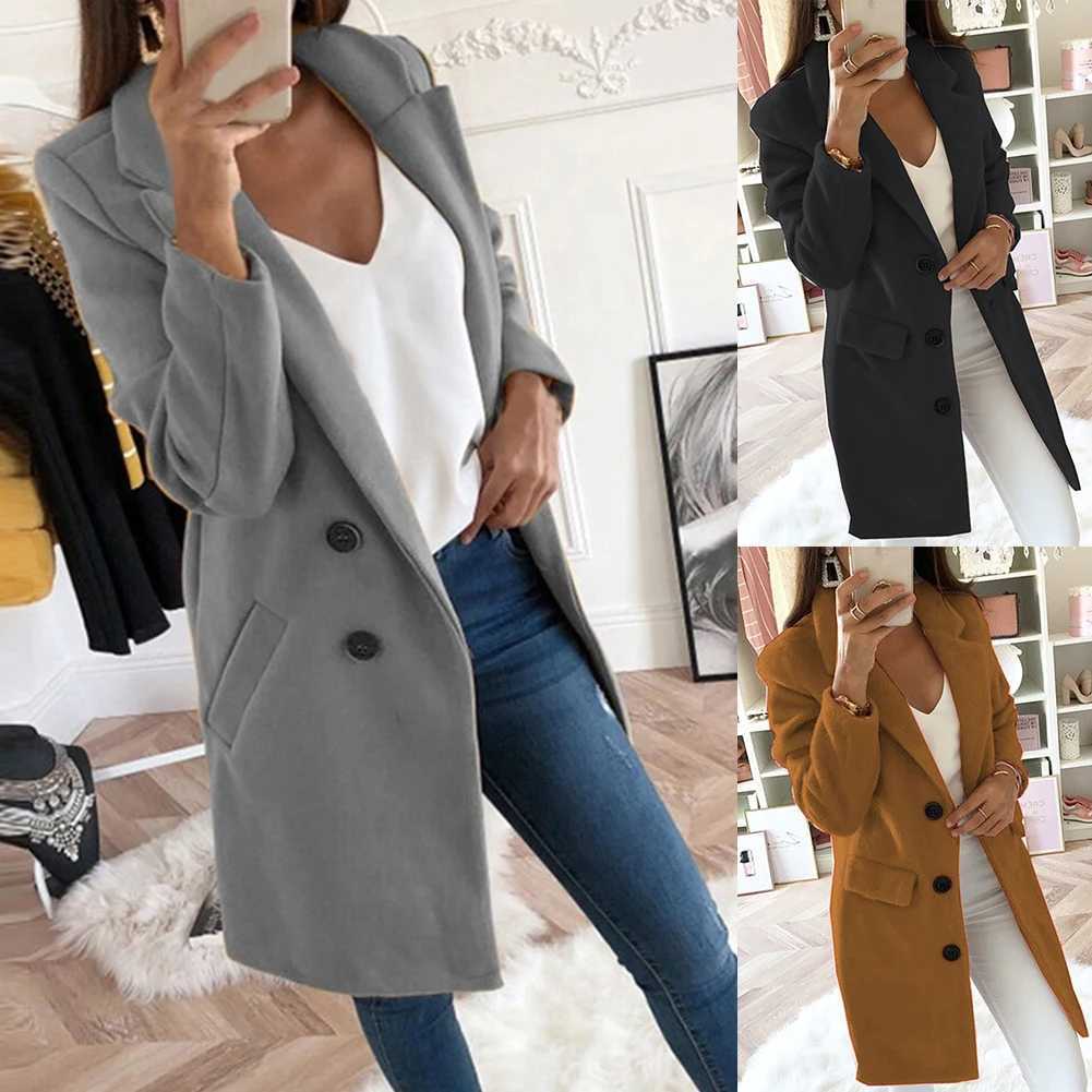 Casual Wool Blend Jackets Women Wool Jacket Female Plus Size Long Sleeve Winter Women Long Wool Coat Manteau Femme HiversX241009