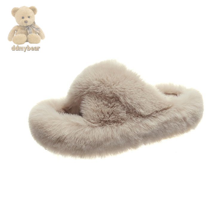 Ddmybear Stepping On Poop Like Fur For Women Wearing Outside, Spring Autumn Style Thick Sole Plus Size Plush Office Home Cotton Slippers Chinese Brand