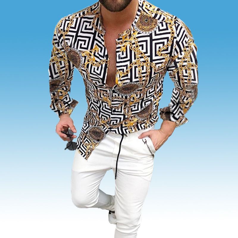 Casual Designer T Shirts classic style Top Spring Mens Clothing Printed T Shirt Luxury Stylish Slim Fit Dress Shirts Business Formal Long Sleeve Shirt