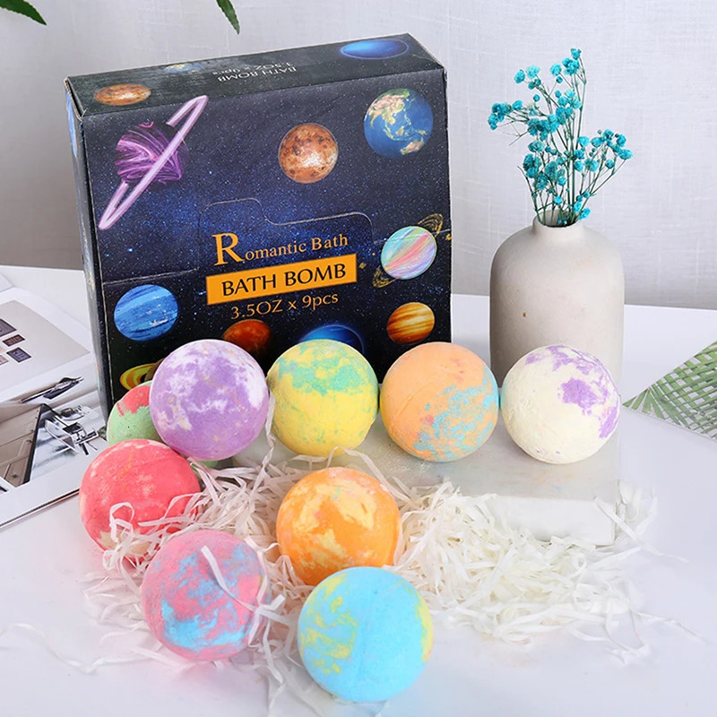 Bath Bomb Gift Set -9 Aromatherapy Bath Bomb 900g Contains Sea Salt Essential Oil Relieves Stress 241024