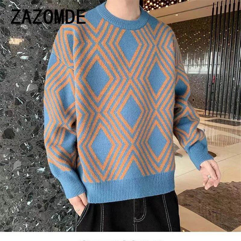 ZAZOMDE Winter Fashion Cashmere Mens Sweater High Quality and Comfortable Mens Sweater Thick Warm Mens Knitted Fabric Pulled 241007