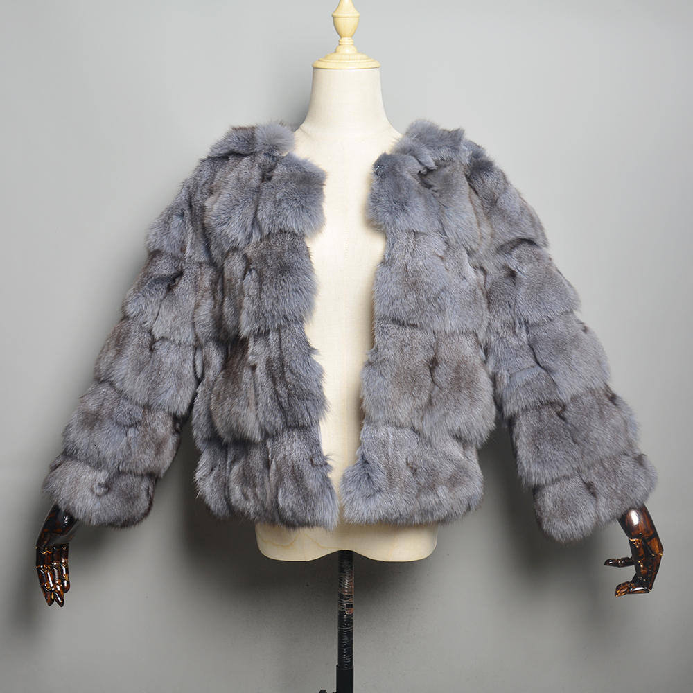 2024 Hot Sale Womens Winter Warm Natural Real Fur Coat High Quality Fox Fashion 50Cm Short Jacket Wholesale