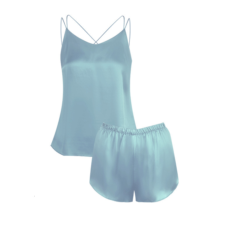 6A Thicken 100% Mulberry Women Summer Short Sets Pamas Set Female Two-Piece Suit Short-Sleeved Silk Home