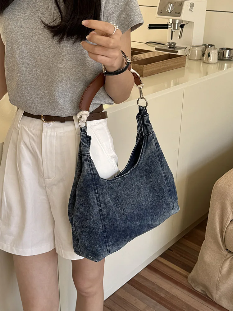 Vintage Denim Women Totes Brand Fashion Causal TLXT Messenger Shoulder Bag Large Capacity female Shopper Hobo Armpit Bag