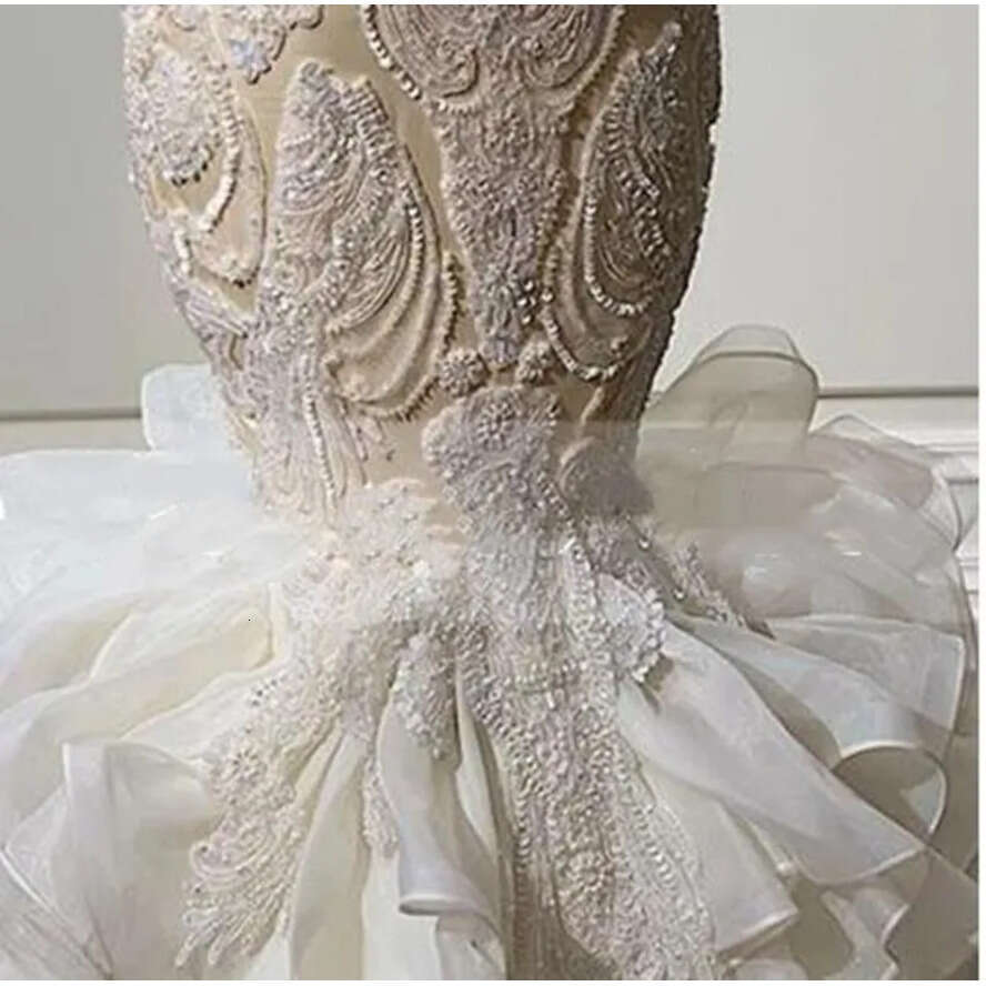 Ruffles Mermaid 2022 Long Dresses Crystals Beaded Lace Appliqued Gorgeous Wedding Gowns Straps Sweetheart Neck Lace-Up Custom Made Bride Dress -Up