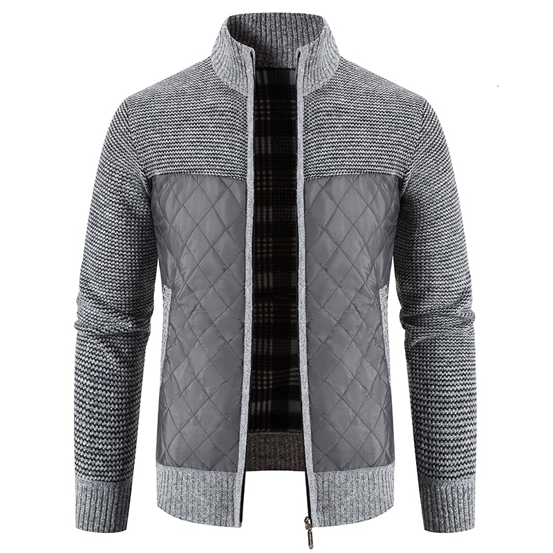 Men Sweater Jacket Fashion Winter Coat Fleece Hoodies High Quality Checkered Hooded Knit Cardigan Male Outer Wear 240914