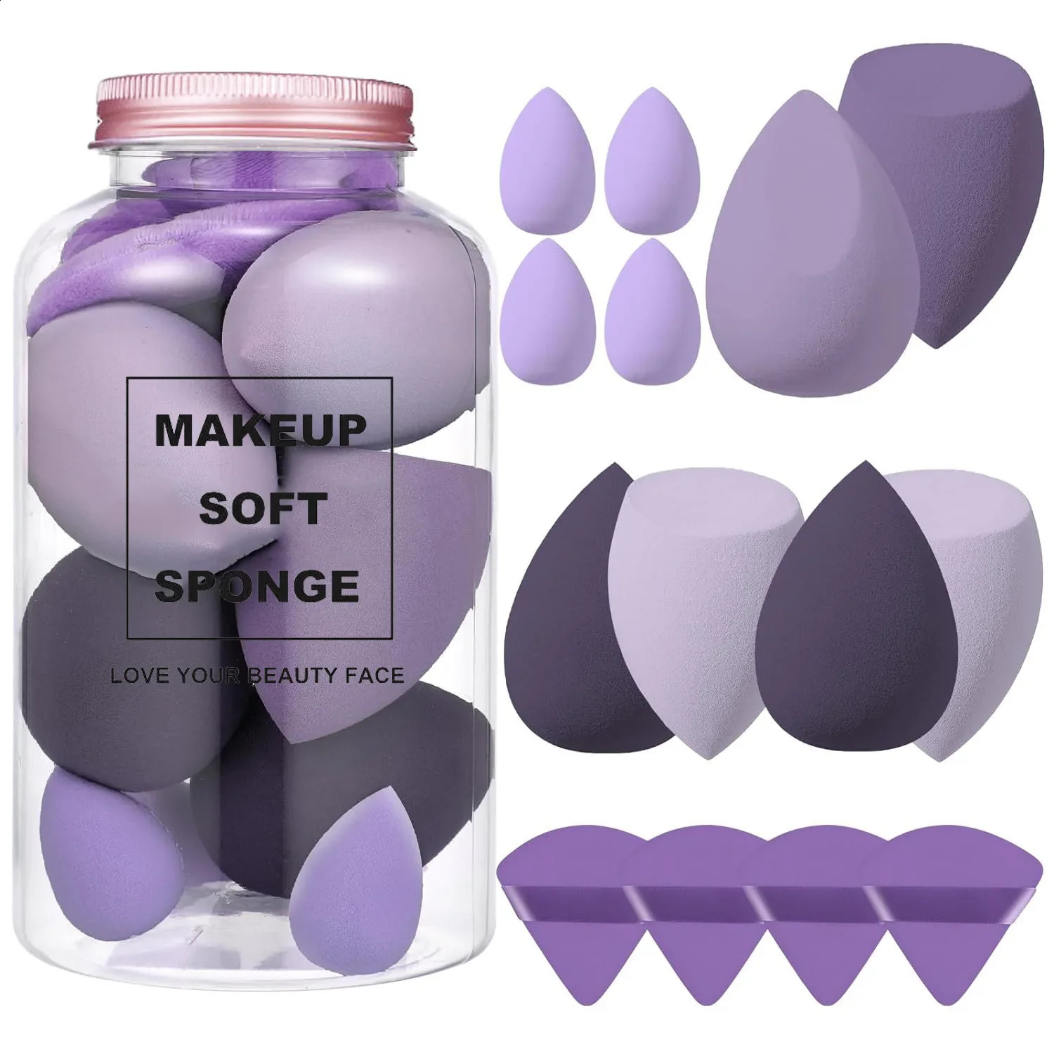 12/14 Makeup Sponge Blender Beauty Egg with Storage Bottle Makeup Puff Basic Sponge Powder Puff Makeup Accessories 241008