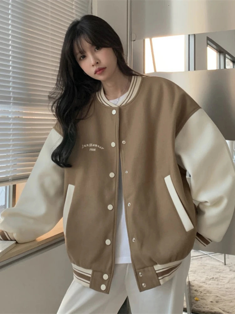 Nicmeix High Street Baseball Jacket Womens Spring and Autumn Bomber Jacket Korea Extra Large Thick Winter Apron Jacket 240930