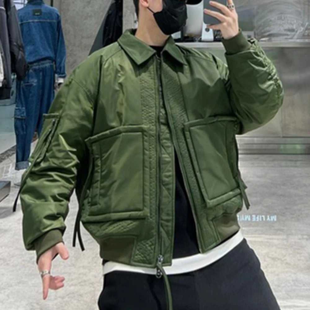 Mens Loose Down Jackets 2023 Autumn Winter New Trendy Warm Comfortable Versatile Stand-Up Collar Thickened Workwear Cotton Coats LX241009