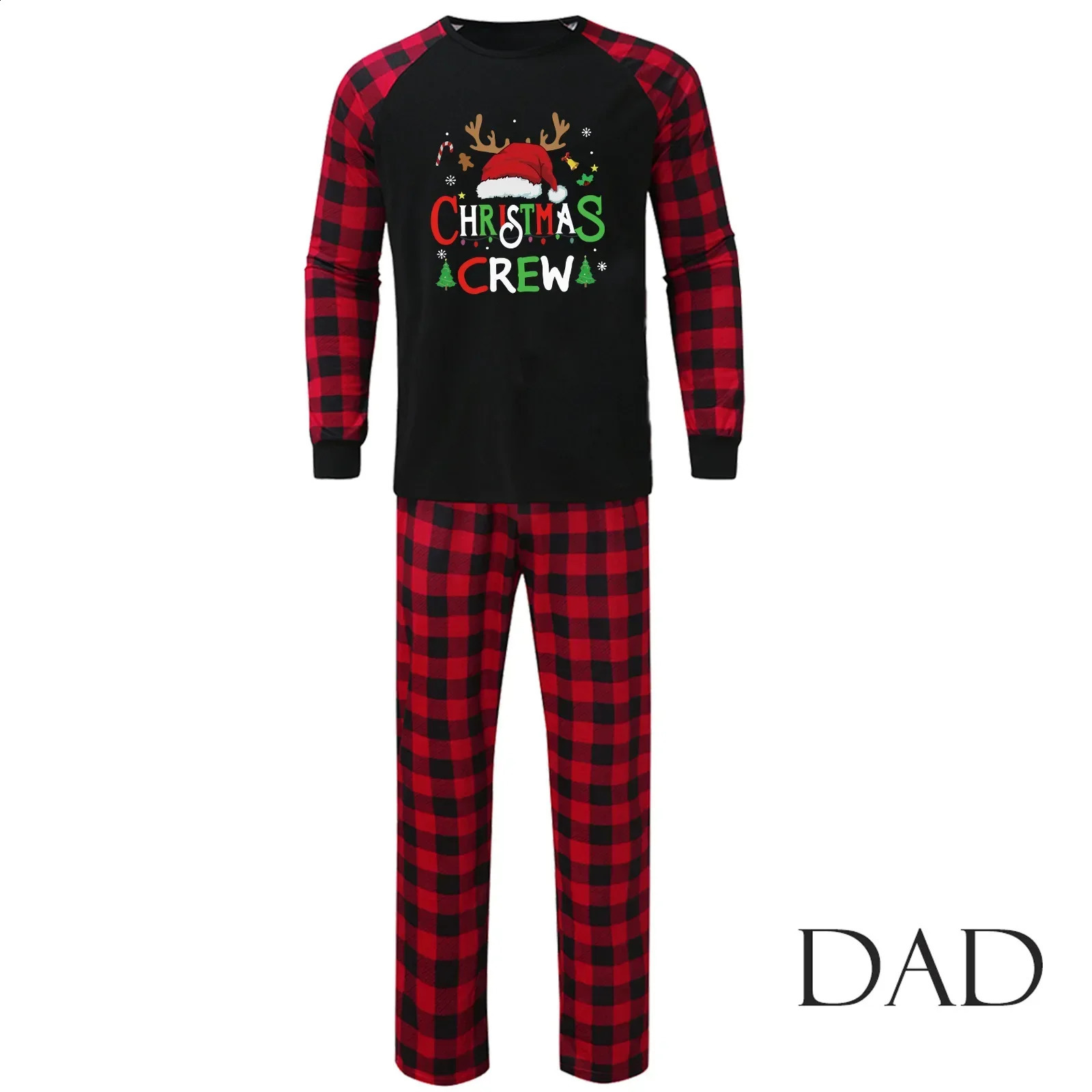 Christmas Crew Print Parent Child Matching Outfits Family Pajamas Boys and Girls Clothing Set Loungewear Xmas Look Pajamas 241007